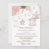 Blush roze Whimsical Birdcages Weddenschap Kaart (Voorkant)
