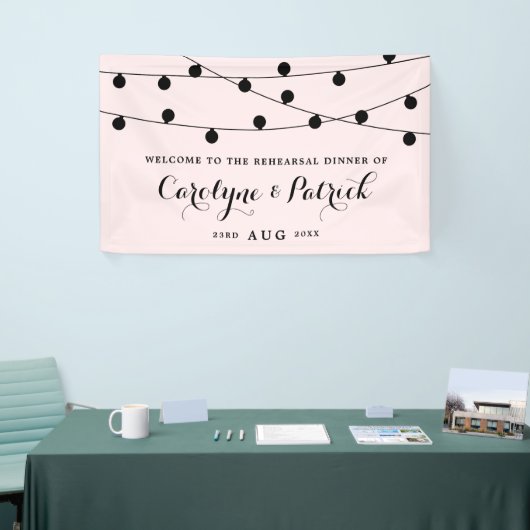 Blush roze whimsical Fairy Lights Rehearsal Dinner Spandoek (Beurs)