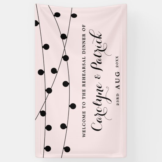 Blush roze whimsical Fairy Lights Rehearsal Dinner Spandoek (Verticaal)