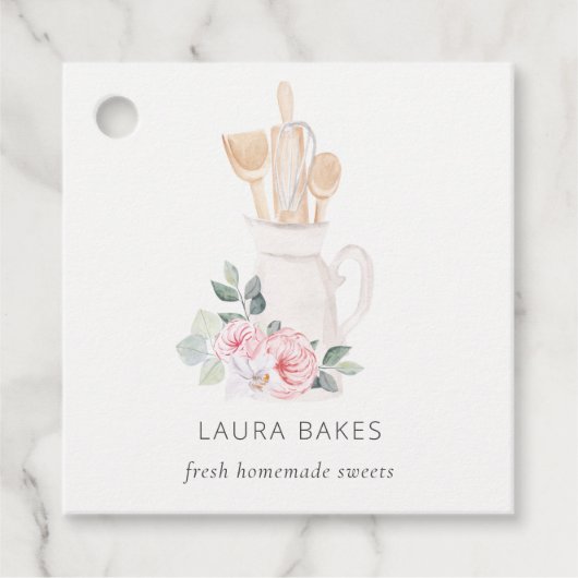 Blush roze whisky spatula Spoons Baking Utensils Bedankjes Labels (Voorkant)