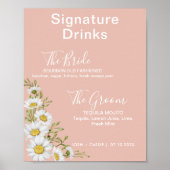 Blush Roze & White Daisies Signature Drinken Poster (Voorkant)