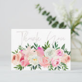 Blush roze & White Floral Bedankkaart (Staand voorkant)