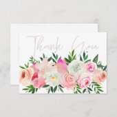 Blush roze & White Floral Bedankkaart (Voorkant / Achterkant)