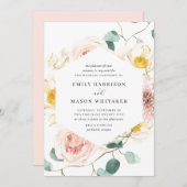 Blush roze & White Floral Eucalyptus Weddenschap Kaart (Voorkant / Achterkant)