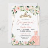 Blush roze & White Floral Quinceañera Celebration Kaart (Voorkant)