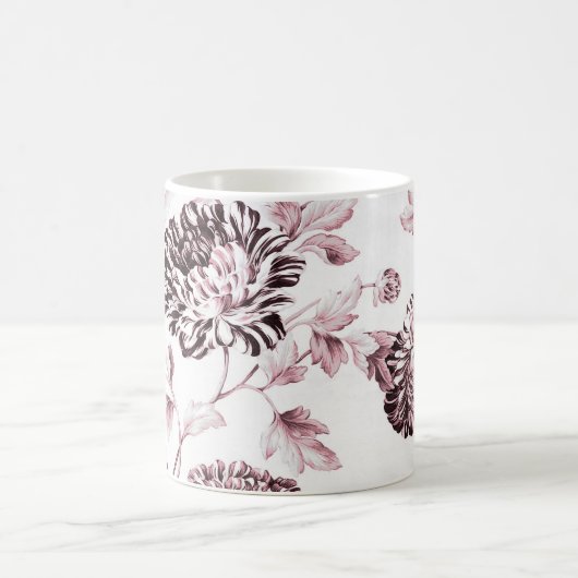 Blush Roze & White Floral Toile No.2 Koffiemok (Center)