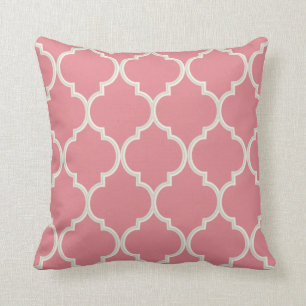 Blush roze & White Quatrefoil Patroon   DIY-kleur Kussen