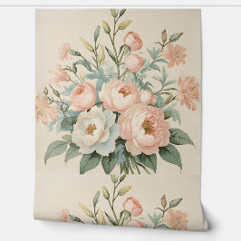 Blush roze & White Roses  Bloemen Verwijderbaar Behang