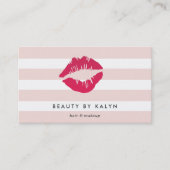 Blush roze & White Stripe Lip Print Visitekaartje (Voorkant)