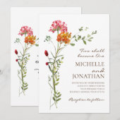 Blush Roze Wildbloemen Bloemen Christelijke bruilo Kaart (Voorkant / Achterkant)
