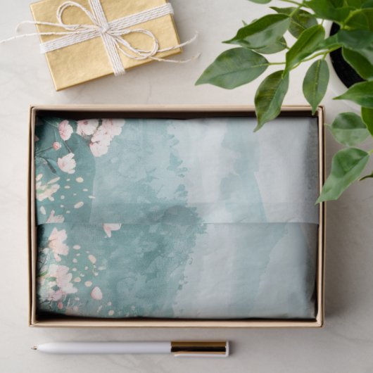 Blush Roze Wildbloemen en bergen Decoupage Tissuepapier (Geschenk)