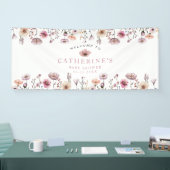 Blush Roze Wilde Bloem Baby Shower Vlag – Boho Vl Spandoek (Beurs)