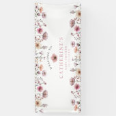 Blush Roze Wilde Bloem Baby Shower Vlag – Boho Vl Spandoek (Verticaal)