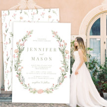 Blush roze wilde bloem rustieke bruiloft uitnodigi