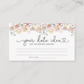 Blush roze wilde bloemen Date nacht ideeën. Datump Informatiekaartje (Voorkant)
