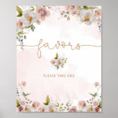 Blush roze wilde bloemen Favors baby shower Poster (Voorkant)