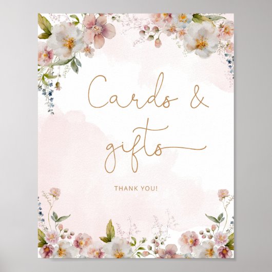 Blush roze wilde bloemen kaarten en geschenken poster (Voorkant)