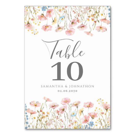 Blush Roze Wildflower Bloemen Waterverf bruiloft Kaart (Voorkant)