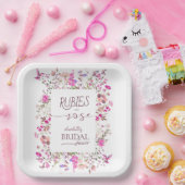 Blush Roze Wildflower Vrijgezellenfeest Papier Bor Papieren Bordje (Feest)