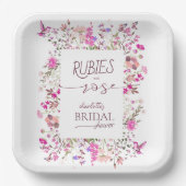 Blush Roze Wildflower Vrijgezellenfeest Papier Bor Papieren Bordje (Voorkant)