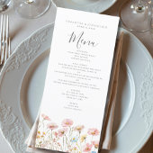 Blush Roze Wildflower Waterverf Wedding Flat Menu