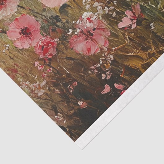 Blush Roze Wildflowers Schilderachtig Schilderij D Tissuepapier (Detail)