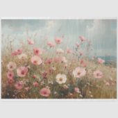 Blush Roze Wildflowers Schilderachtig Schilderij D Tissuepapier (Voorkant)
