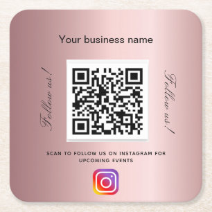Blush roze winkelnaam qr code Instagram Kartonnen Onderzetters