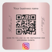 Blush roze winkelnaam qr code Instagram Vierkante Sticker (Voorkant)