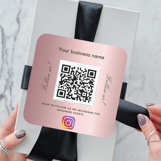 Blush roze winkelnaam qr code Instagram Vierkante Sticker