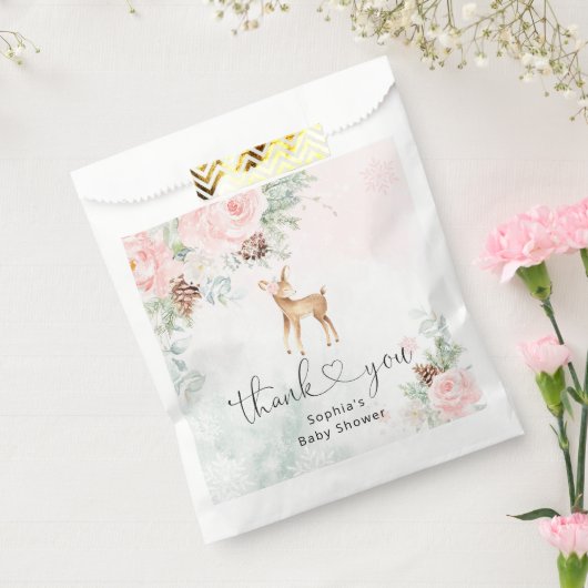 Blush roze winter baby herten dank u bedankzakje (Gezegeld)