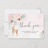 Blush roze winter baby herten dank u kaart (Voorkant)