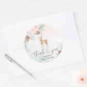 Blush roze winter baby herten dank u ronde sticker (Envelop)