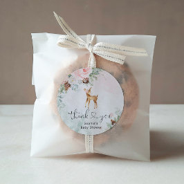 Blush roze winter baby herten dank u ronde sticker