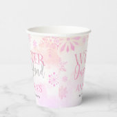 Blush Roze Winter Onederland Eerste Verjaardag Papieren Bekers (Rechts)