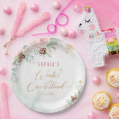 Blush roze winter onederland meisje verjaardag papieren bordje (Feest)