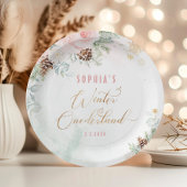 Blush roze winter onederland meisje verjaardag papieren bordje