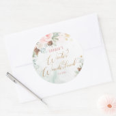 Blush roze winter wonderland meisje verjaardag ronde sticker (Envelop)