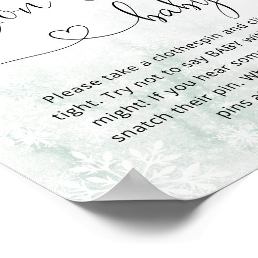 Blush roze winter Zeg geen baby game Poster (Hoek)