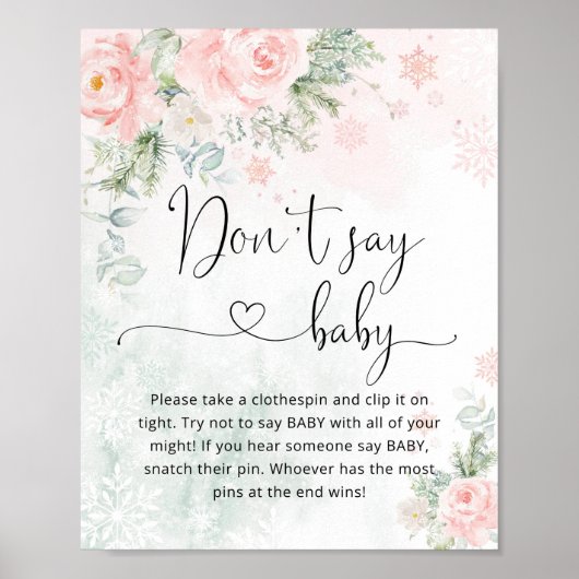 Blush roze winter Zeg geen baby game Poster (Voorkant)