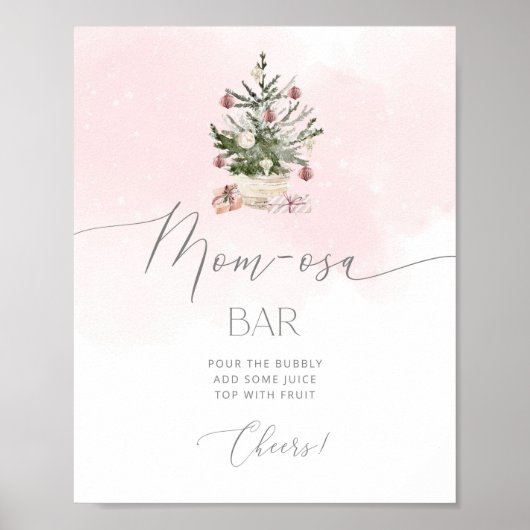 Blush roze Winterkerstboom Mam-osa bar Poster (Voorkant)