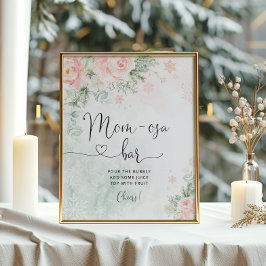 Blush roze wintersneeuwvlokken mam-osa bar Poster