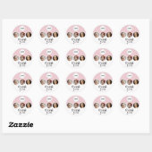 Blush Roze Wit 3 Foto MUA Logo Bedankt Ronde Sticker (Vel)
