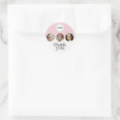 Blush Roze Wit 3 Foto MUA Logo Bedankt Ronde Sticker (Tas)