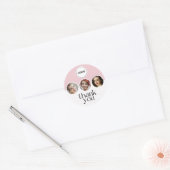 Blush Roze Wit 3 Foto MUA Logo Bedankt Ronde Sticker (Envelop)