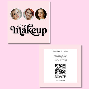 Blush Roze Wit 3 Foto MUA QR Code Socials Vierkante Visitekaartje
