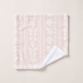 Blush Roze & Wit Bloemen Streep Damask Bad Handdoek (Wasdoekje)