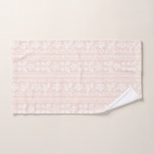 Blush Roze & Wit Bloemen Streep Damask Bad Handdoek (Handdoek)