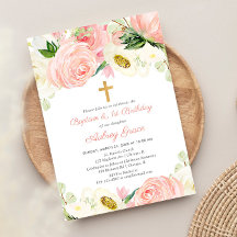 Blush roze wit bloemendoop 1e verjaardag