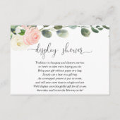 Blush roze wit display douche meisje baby shower informatiekaartje (Voorkant)